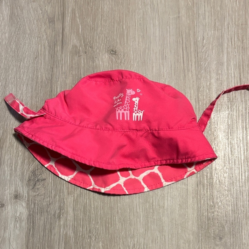 Pink Giraffe Print‎ Kids Sun Hat